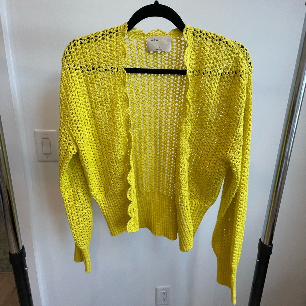 Yellow Knit Open-Front Sweater